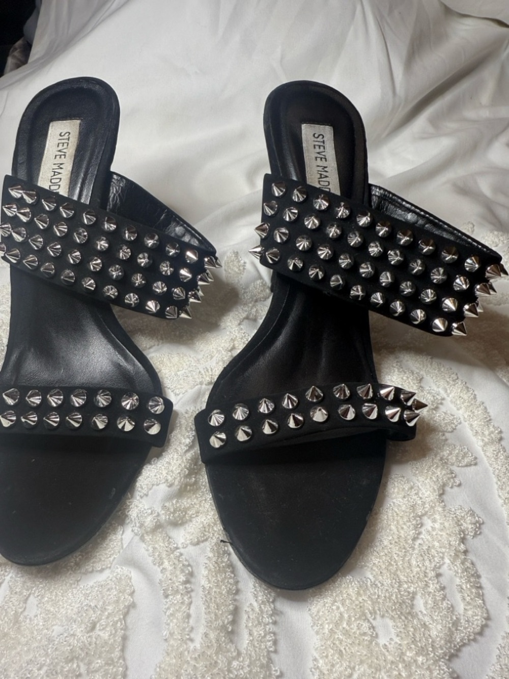 Steve Madden Black Studded Double-Strap Slide Mules